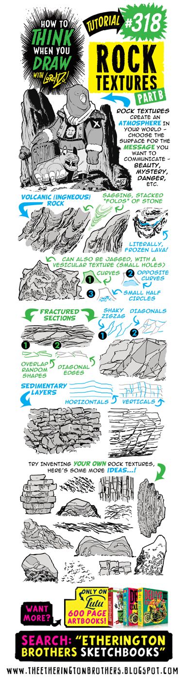 The Etherington Brothers Etherington Brothers, Comic Tutorial, Rock Textures, Draw Manga, How To Think, Art Help, Guided Drawing, Drawing Stuff, Drawing Lessons