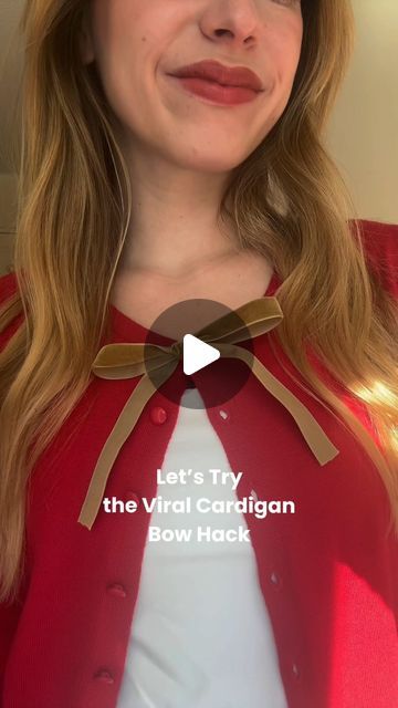 PureWow on Instagram: "The viral cardigan bow hack is the most clever way to turn your coziest winter staple into a cute new look. Would you try it? 🎀❄️ P.S. The red Amazon cardigan Kate from the PureWow team is wearing is linked in our bio. 

@purewow may earn commission through links on our social.

#CardiganBowHack #Style #Fashion #FashionHack #CardiganHack #CardiganBow #Bows" Diy Bow Cardigan, Bow Hack, Amazon Cardigan, Bow Cardigan, Diy Bow, Blue Bow, Style Fashion, New Look, My Style