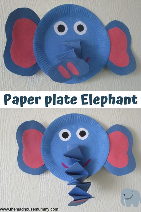 Elephant Craft, Plate Crafts For Kids, Craft For Children, Zoo Crafts, Paper Plate Animals, Paper Plate Craft, Elephant Crafts, Paper Plate Crafts For Kids, Animal Craft