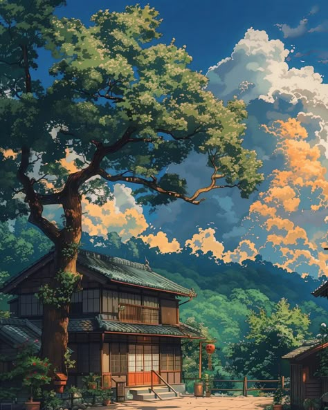 would you spend a few days in a place like this? ☀️   ⠀⠀⠀⠀⠀⠀⠀⠀⠀⠀⠀ Anime Illustration Art Aesthetic, Gibly Studios Aesthetic, Ghibli House Aesthetic, Ghibli Artstyle, Ghibli Places, Studio Gibbly, Gibli Studio Aesthetic, Studio Ghibli Scenery, Ghibli Illustration