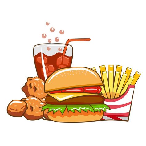 Fast Food Logos, Best Fast Food, Cartoon Food, Food Cartoon, Food Clipart, Cute Food Drawings, Clipart Design, Logo Food, Food Drawing