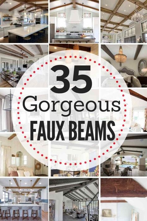 35 Gorgeous Examples of Faux Wood Beams Fake Beams Ceiling, Wood Beams Living Room, Fake Wood Beams, Ceiling Beams Living Room, Vaulted Ceiling Beams, Faux Ceiling Beams, Ceiling Diy, Beams Living Room, Vaulted Ceiling Living Room