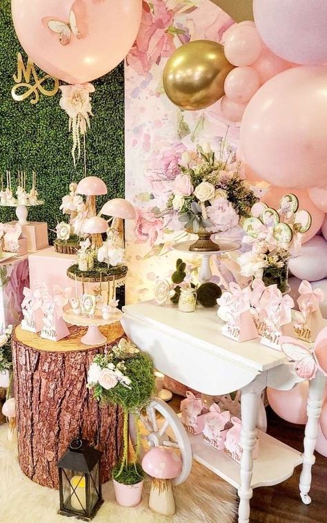 Baby M's Enchanted Forest | CatchMyParty.com Fairytale Baby Shower Ideas, Fairytale Baby Shower Theme, Enchanted Forest Baby Shower Theme, Forest Baby Shower Theme, Enchanted Forest Birthday Party, Fairytale Baby Shower, Enchanted Forest Baby Shower, Garden Baby Shower Theme, Enchanted Forest Birthday