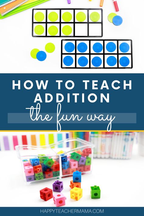 Teach Addition, How To Teach Addition, Teaching Addition First Grade, How To Teach Math To Kindergarten, How To Teach Kindergarten, Teaching Addition Kindergarten, Addition First Grade, Teaching Addition To Kindergarten, How To Teach Addition 1st Grade