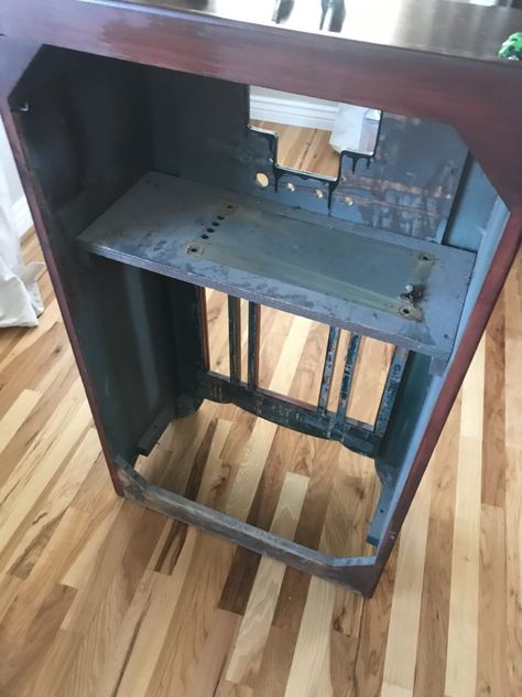 See how this vintage radio cabinet is repurposed! Easy an simple! Antique Radio Cabinet Makeover, Old Radio Repurposed, Vintage Radio Cabinet Repurposed, Antique Radio Cabinet Repurposed, Old Stereo Cabinet Repurposed, Old Radio Cabinet Repurposed, Radio Cabinet Repurposed, Radio Cabinet Makeover, Vintage Stereo Cabinet