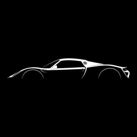 Cars Black Background, Black And White Car Drawing, Car Widget Icon, Car Profile Pics, Car Black Background, Porsche Silhouette, Car Cutout, Porsche Concept, Sketch Cars