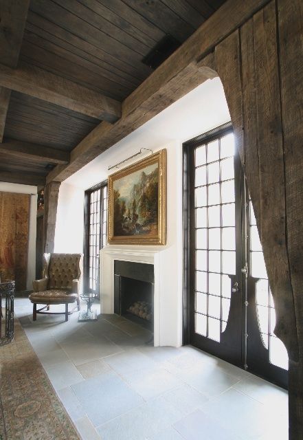 Ruard Veltman, Pursley Dixon, French Tudor, Bobby Mcalpine, Scottish House, Traditional Fireplace, Post And Beam, Traditional Living Room, Fireplace Design