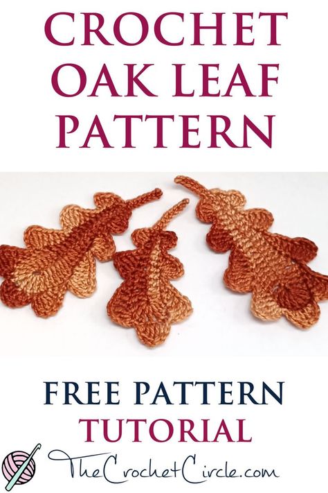 Crochet OAK tree LEAF AUTUMN decoration - FREE PATTERN Crochet Oak Leaf, Crochet Leaf Free Pattern, Crochet Acorn, Oak Leaf Pattern, Crochet Fall Decor, Crochet Leaf Patterns, Make Jewellery, Fall Crochet Patterns, Acorn And Oak