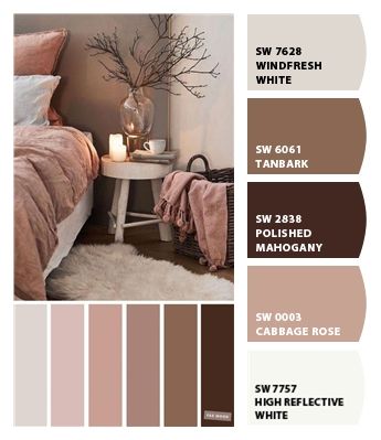 Paint colors from ColorSnap by Sherwin-Williams Light Brown Wall Paint Bedroom, Pink White And Brown Bedroom, Dark Dusty Rose Bedroom Walls, Pink Brown Bedroom Ideas, Light Brown And White Bedroom, Light Brown Wall Bedroom Ideas, Off White And Brown Bedroom, Bedroom Ideas White And Brown, Bedroom Color Schemes Brown