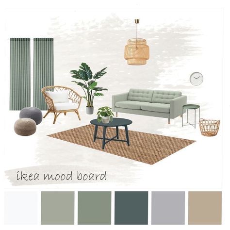 Ikea Mood Board, Mint Green Room, Green Room Design, Green Sofa Living, Boho Bedroom Inspirations, Boho Bedroom Wall Decor, Sage Green Living Room, Green Living Room Decor, Green Living Room