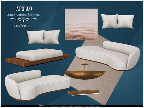 The Sims Resource - Apollo living room Pt.II Mod Living Room, Round Couch, Living Room Sims 4, Sims 4 Cc Furniture Living Rooms, Rh Design, Resource Furniture, Mod Furniture, Sims 4 Bedroom, Simple Bedroom Design