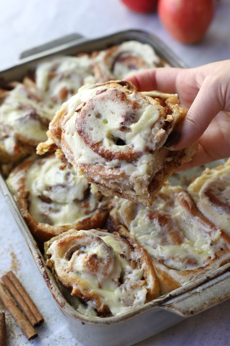 Apple Cinnamon Rolls - Sookie Cookie | Delicious Dessert Recipes Apple Cinnamon Rolls, Cinnamon Roll Dough, Cheesecake Pie, Cinnamon Butter, Breads & Buns, Granny Smith Apples, Apple Cinnamon, Cheese Frosting, Cinnamon Apples