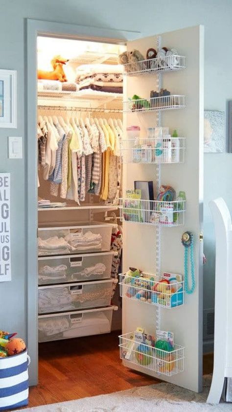 Nursery Closet Organization, Baby Closet Organization, Baby Room Organization, Nursery Closet, Closet Organization Diy, Nursery Room Inspiration, Baby Closet, Nursery Organization, The Container Store