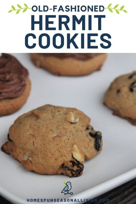 These hearty, old-fashioned hermit cookies are perfect for sharing with family and friends. This homemade cookie recipe is so easy to make! It is a vintage dessert is full of dried fruits, nuts, and coffee. Make this simple cookie recipe today. #cookies #recipes #dessert #homemade #easyrecipe Homemade Cookie Recipe, Hermit Cookies, Simple Cookie Recipe, Homemade Cookie, Homemade Recipes Dessert, Bar Recipes, Dried Apples, Drop Cookies, Spice Cookies