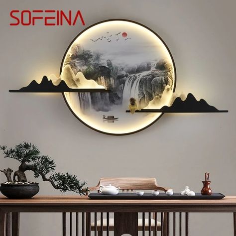 Just found this amazing item on AliExpress. Check it out! $345.70 | SOFEINA Modern Wall Picture Light LED Chinese Creative Circular Landscape Mural Sconce Lamp For Home Living Bedroom Study Chinese Mural, Picture Lamp, Contemporary Wall Lamp, Chinese Picture, Light Picture Wall, Creative Landscape, Light Pattern, Living Bedroom, 3d Landscape