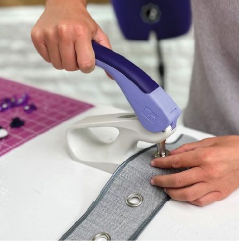 Adding rivets, eyelets and snap fasteners to your projects just got a lot easier with the Prym Vario Creative Tool⁠ ⁠ With this ergonomic addition to your sewing room, there's no more wrestling with hammers or punches that put a strain on your wrists. Using a range of different attachments, the Vario Creative Tool does it all with a press.⁠ ⁠ This handy tool is now available in a range of colours and there's a host of new attachments available at Minerva too⁠ ⁠ Find out more and pick up yours... Coverstitch Machine, Sewing Machine Brands, Curtain Lining Fabric, Interfacing Sewing, Sewing Pattern Shop, Sew Over It, Brother Embroidery, Tilly And The Buttons, Quilting Thread