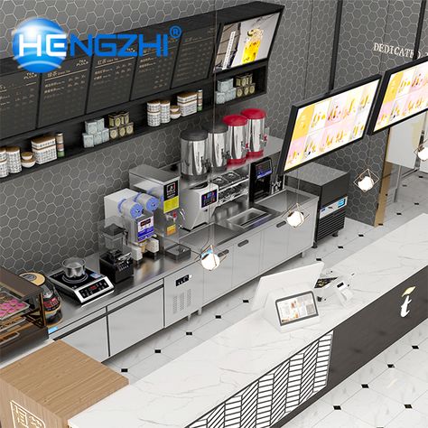 Bubble Tea Restaurant Design, Boba Store Interior, Boba Interior Design, Small Boba Tea Shop Interior Design, Boba Shop Layout, Bubble Tea Cafe Design, Milk Tea Store Design, Bubble Tea Cafe Interior, Bubble Tea Interior Design