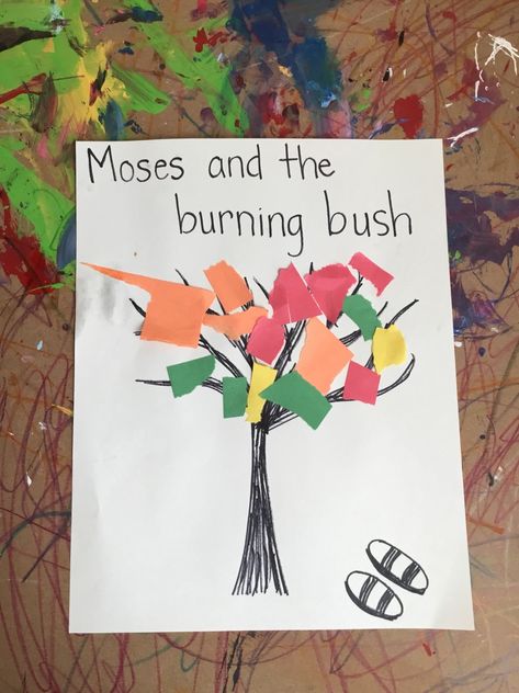 Moses Craft Preschool, Burning Bush Craft, Toddler Bible Crafts, Moses Craft, Moses And The Burning Bush, Encounter With God, Toddler Sunday School, The Burning Bush, Sunday School Projects