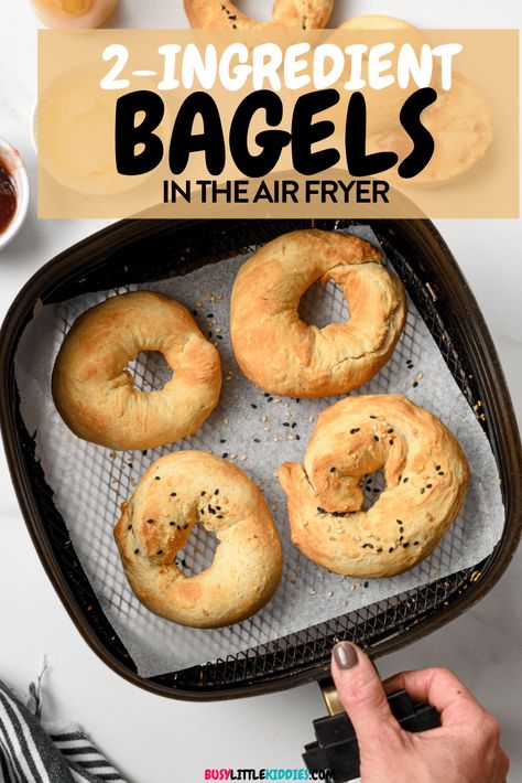 2-Ingredient Bagels are easy, healthy, and delicious alternatives to regular bagels and they can be baked in an air fryer for a quick recipe. Air Fryer Bagels, Bagel Recipe Easy, Bagels Recipe, Bagel Toppings, Bagel Bites, Breakfast Bagel, Homemade Bagels, Bagel Recipe, Easy Air Fryer