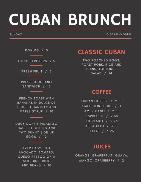 Cuban Cafe, Cubano Sandwich, Conch Fritters, Sandwich Menu, Cuban Coffee, Banana French Toast, Coffee Board, Coffee Shop Interior Design, Cuban Sandwich