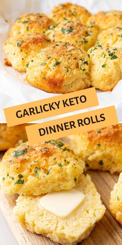 Warm, buttery dinner rolls are not a thing of the past. Brushed with garlic butter, these fluffy keto rolls make your mouth water. And they're completely nut-free! Garlic Dinner Rolls, Keto Dinner Rolls, Keto Rolls, Buttery Dinner Rolls, Keto Diet List, Desserts Keto, Breakfast Low Carb, Postre Keto, Low Carb Sides