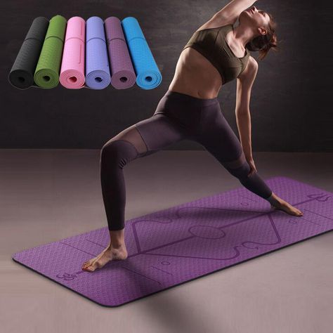 183X61cm 6mm monochrome tpe yoga mat posture line non-slip environmental protection fitness mat Pink 6mm + net bag | Walmart Canada Gymnastics Mats, Yoga Beginners, Beginner Yoga, Yoga Iyengar, Carpet Mat, Vinyasa Yoga, Pilates Reformer, Yoga Session, Hot Yoga