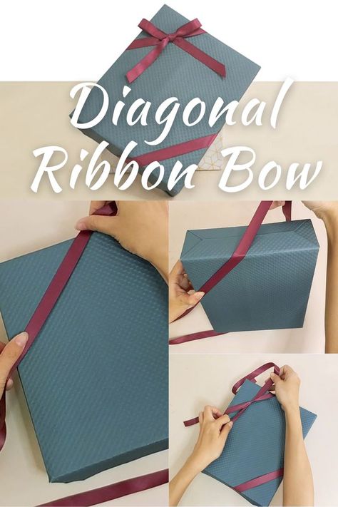 Techniques for tying diagonally ribbon for gift wrapping. 🎁 #giftbow #giftwrapping #gift #gifts #giftwrappingideas #giftbox #christmas #gifting #handmade #wrapping #giftboxes #giftpackaging #wrappinggifts #packaging Diagonal Ribbon On Gift, Tie Ribbon On Gift, Bow On Gift, Ribbon On Presents, Tying Ribbon, Tie Box, Ribbon For Gift Wrapping, Ribbon For Gift, How To Tie Ribbon