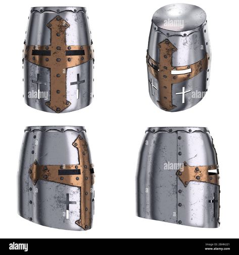 Download this stock image: Medieval Knight Templar Crusader Helmet - 2BHN221 from Alamy's library of millions of high resolution stock photos, illustrations and vectors. Templar Helmet, Crusader Helmet, Helmet Drawing, Knight Templar, Medieval Knight, Crusades, Knights, High Resolution, Stock Images