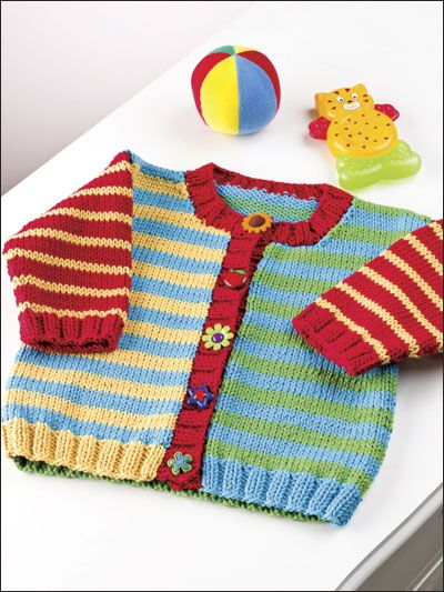 Knitting - Even summer days call for a cover-up now and then! This e-pattern was originally published in Creative Knitting. Baby Cardigan Knitting Pattern Free, Kids Knitting Patterns, Baby Cardigan Pattern, Baby Sweater Patterns, Creative Knitting, Knitting Baby, Baby Sweater Knitting Pattern, Knitted Baby Cardigan, Knit Baby Sweaters