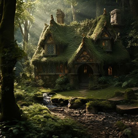 Fairytale Forest Aesthetic, Fantastical Architecture, Dnd Locations, Forest Biome, Enchanted Places, Fantasy Vibes, Apothecary Decor, Sheltered Housing, Advanced Dungeons And Dragons