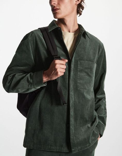 Men's COS Utility-style Corduroy Overshirt - Green - Casual shirts Overshirts are an integral part of the menswear collection at COS. This one has been updated in wide-wale organic cotton corduroy that gives it weight and texture. It's cut for a regular fit and detailed with a chest patch pocket and minimal concealed placket. Button closure- Long cuffed sleeves- Organic cotton is grown from non-genetically modified seeds without chemical fertilizers or pesticides100% Organic cotton / Machine wash Back length of size M is 29.13". Cos Man, Corduroy Overshirt, Oxford Shirts, Genetically Modified, Menswear Collection, Mens Green, Oxford Shirt, Formal Shirts, Cuff Sleeves