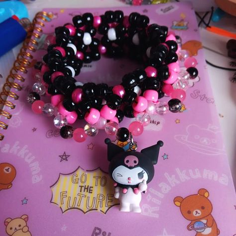 kuromi kandi cuff~ SOLD!! 🎀 shares are greatly appreciated! you are helping me grow my small business <3 PLUR!! ���🌈 #kandi #kandicuff #3dkandicuff #kuromi #sanrio #hellokitty #kandikid #kandibracelet #kandikids Kandi Cuff With Perler, Sanrio Kandi Cuff, Kuromi Kandi, Kuromi Sanrio, Kandi Kid, Kandi Ideas, Kandi Cuff, Kandi Bracelets, Help Me Grow