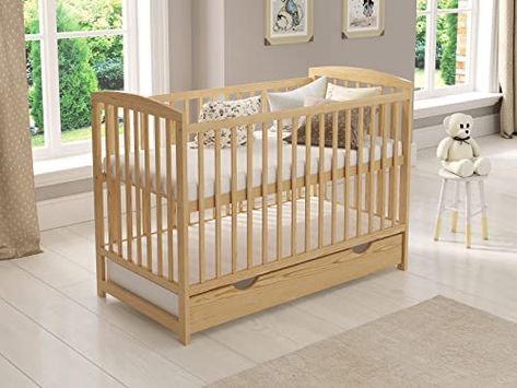 Jacob Wooden Baby Cot Bed 120x60cm Free Deluxe Aloe Vera Mattress, Safety Wooden Barrier & Teething Rails (Pine) : Amazon.co.uk: Baby Products Wooden Baby Cot, Baby Cot Bed, Bed With Drawer, Bed Guard, Twin Room, Mattress Base, Baby Cot Bedding, Bedside Crib, Junior Bed