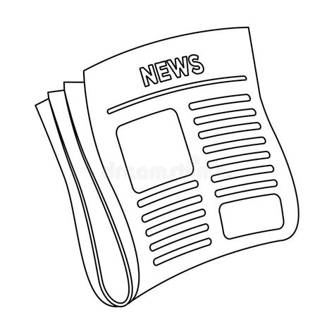 Newspaper, news.Paper, for the cover of a detective who is investigating the case.Detective single icon in outline style. Vector symbol stock web illustration royalty free illustration Newspaper Drawing Easy, News Paper Painting, News Paper Illustration, News Paper Drawing, Newspaper Doodle, News Paper Aesthetic, Newspaper Drawing, Newspaper Illustration, Newspaper Pictures