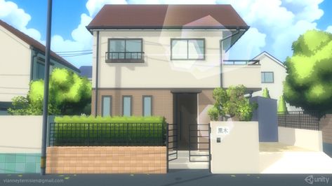 Japanese suburb (unity) — polycount House In Anime, Japan House Modern, Japanese Apartment Building, Japanese House Modern, Aesthetic House Exterior, Japanese Small House, Anime Houses, Modern Japanese House, Japanese Apartment