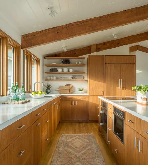 Mid Century Modern Kitchen Design, Mcm Kitchen, Modern Kitchen Remodel, Modern Deck, House Deck, Modern Kitchen Design Open Concept, Mid Century Modern Kitchen, Mid Century Kitchen, Interior Modern