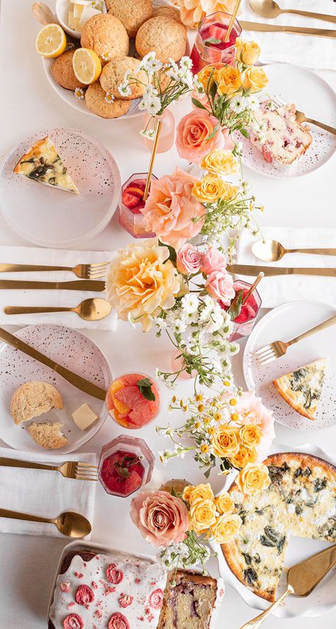 Mothers Day Aesthetic, Muffin Loaf, Mother's Day Brunch Menu, Strawberry Muffin, Spinach Goat Cheese, Lavender Scones, Rosé Sangria, Goat Cheese Quiche, Sticker Inspiration