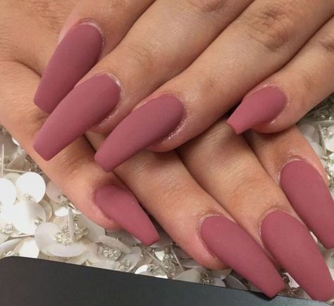 Nails Pink Matte, Matte Pink Nails, Coffin Nails Matte, Fall Nail Art Designs, Valentine Nails, Matte Nails Design, Uv Gel Nail Polish, Coffin Shape Nails, Nails Pink