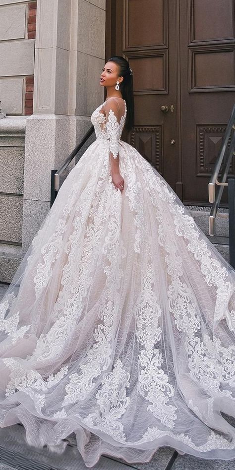 30 Stunning Long Sleeve Wedding Dresses For Brides ❤  long sleeve wedding dresses ball gown full lace royal royaldi ❤ #weddingdresses Sleeve Wedding Dress Ball Gown, Long Sleeve Wedding Dress Ball Gown, Boho Wedding Dress With Sleeves, Wedding Dress Ball Gown, Long Sleeve Wedding Dresses, Wedding Dress Types, Sleeve Wedding Dresses, Long Sleeve Wedding Dress, Dress Ball Gown