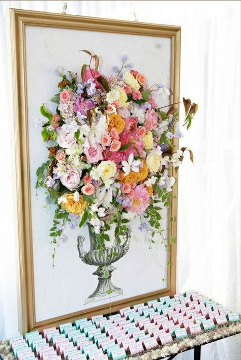 Here's a clever and somewhat cheeky idea: adding faux flowers to a floral painting, for just a little extra texture. Flower Bomb, Ny Wedding, Arte Floral, Faux Flowers, Real Flowers, Flower Wall, Diy Art, Floral Art, Flower Power