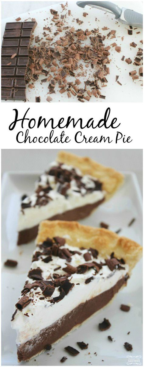 Homemade Chocolate Cream Pie Recipe Homemade Chocolate Cream Pie, Chocolate Cream Pie Easy, Easy Chocolate Pie Recipe, Cone Cakes, Easy Cream Pie, Holiday Pies Recipes, Easy Chocolate Pie, Chocolate Cream Pie Recipe, Holiday Pie