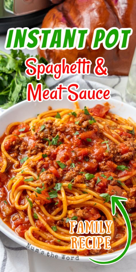 Spagetti And Meat Sauce, Pressure Cooker Spaghetti, Instant Pot Spaghetti Recipe, Spaghetti With Meat Sauce, Spaghetti With Meat, Instant Pot Spaghetti, Multi Cooker Recipes, Homemade Meat Sauce, One Pot Spaghetti