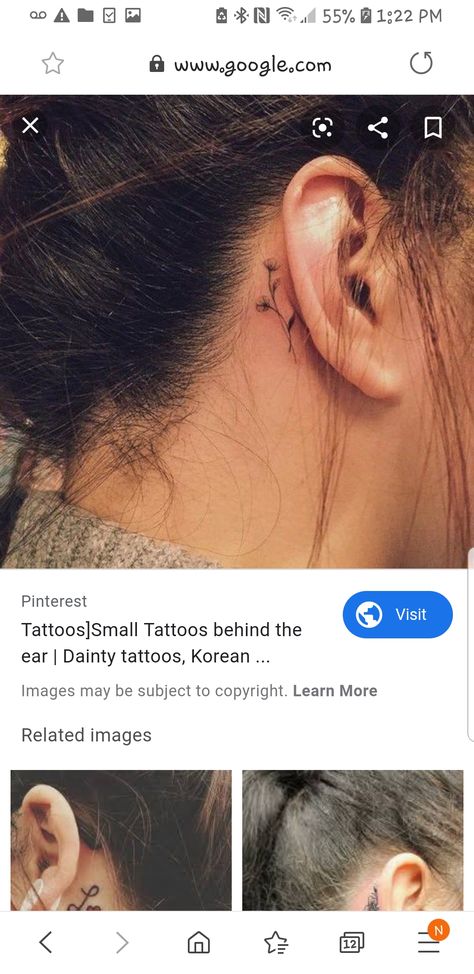 Tattoo Ear, Tatoo 3d, Tiny Flower Tattoos, Behind The Ear Tattoo, Behind Ear Tattoos, Tulip Tattoo, Catherine Mcneil, Daisy Tattoo, Small Flower Tattoos