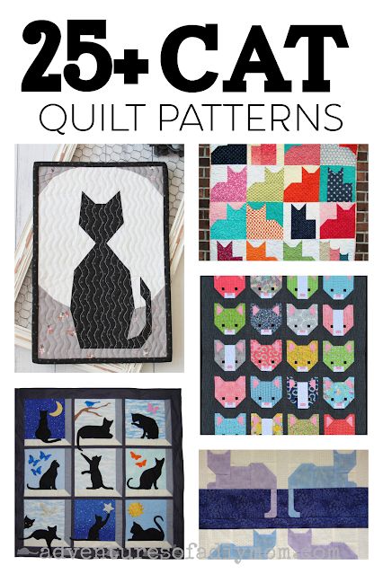 Themed Quilts, Cat Quilt Block, Cat Quilts, Cat Quilt Patterns, Diy Mom, Log Cabin Quilt Pattern, Sunflower Quilts, Cat Applique, Quick Quilt