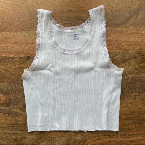 Brandy Melville Ronnie Lace Tank Brandy Melville White Tank Top, Ronnie Lace Tank, Brandy Melville Tank Top, Brandy Melville Top, Brandy Melville Tank, Birthday List, Brandy Melville Tops, Lace Tank, White Tank Top