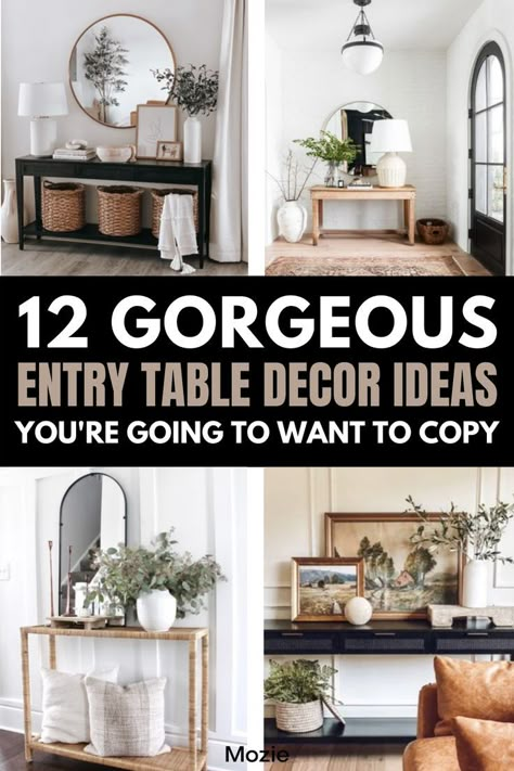 Console Table Decor Modern, Entryway Console Table Decorating, Entry Console Table Decor, Entry Table Decor Ideas, Side Table Decor Living Room, Front Entry Tables, Small Entry Tables, Foyer Table Decor, Modern Entry Table