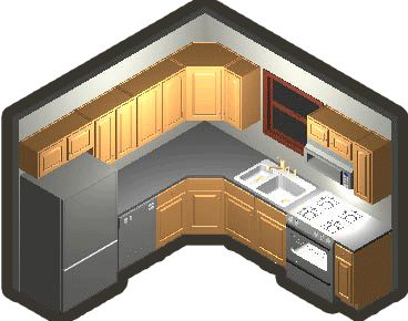 Small kitchen layout - just what I need!!!  With dishwasher, please!!!! 10 X 10 Kitchen Layout, 12x12 Kitchen, Kitchen Loft Design, Small Kitchen Design Layout, Cabinet Layout, 10x10 Kitchen, Galley Kitchen Design, Dining Furniture Makeover, Kitchen Cabinet Layout