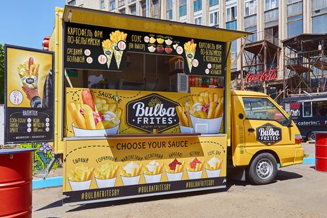 A New Image of  Bulba Frites Street Food: Tasty Photos, Laconic Sketches, and the Belgian Flag Food Stand Design Street, Foodtrucks Ideas Food, Kombi Food Truck, Belgian Fries, Street Food Business, Foodtrucks Ideas, Food Stall Design, Street Food Design, Car Food