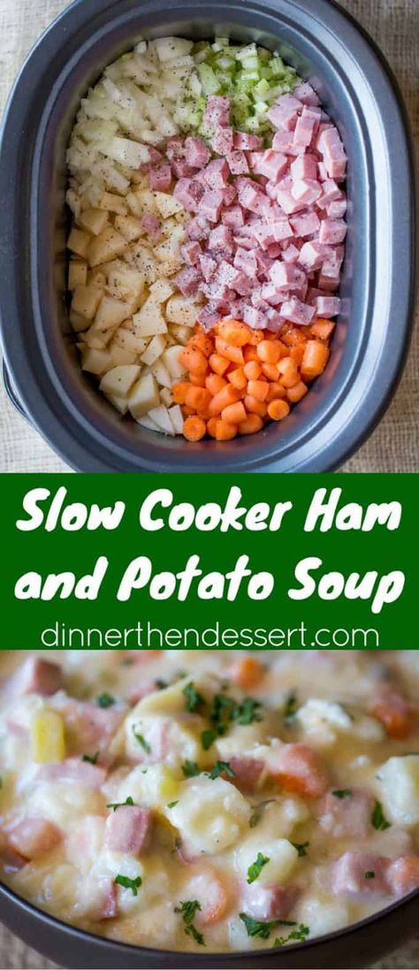 Soup Ground Beef Recipes, Soup Ground Beef, Slow Cooker Potato Soup, Slow Cooker Potatoes, Ham And Potato Soup, Slow Cooker Ham, Hearty Soup, Soup Recipes Slow Cooker, Crockpot Dishes