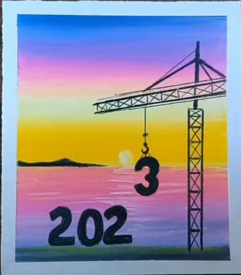 New year painting 💟 Happy New Year Painting Canvas, New Year Painting Ideas Easy, New Year Canvas Painting Ideas, New Year Drawing Ideas 2024, New Year Painting Ideas, New Years Painting, New Year Drawings, Happy New Year Painting, New Year Painting